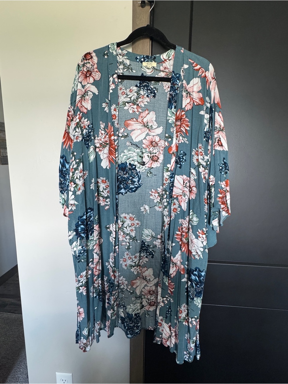 Kori America Teal Floral Kimono